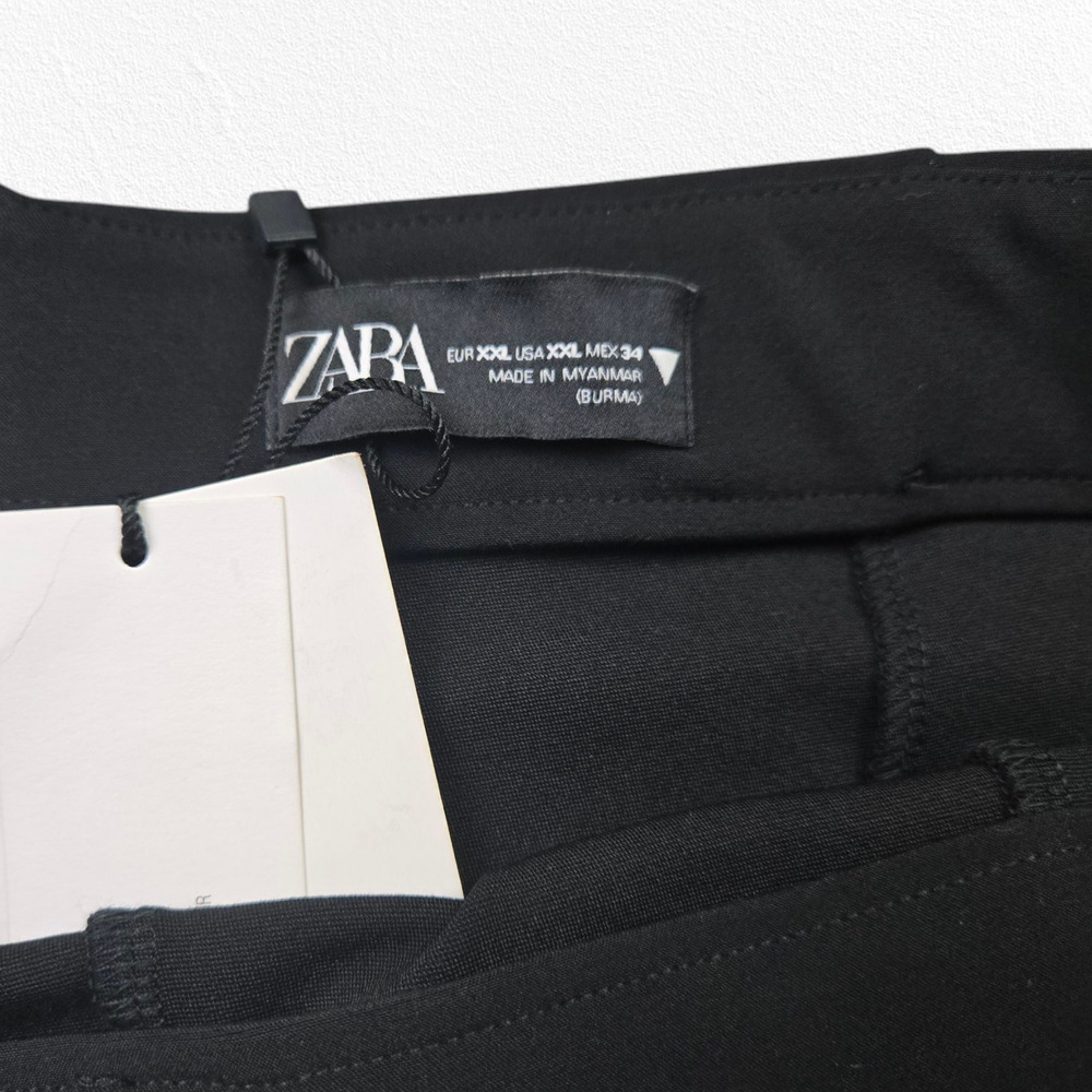 Zara Black Mini Flare High Waisted Wide Leg Split Minimal Dress Pants Size XXL - Picture 6 of 12